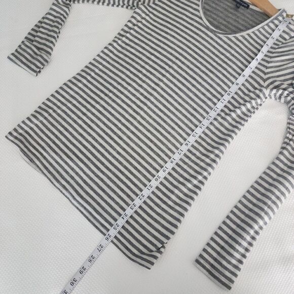 Eileen Fisher micromodal and cashmere blend long sleeve stripe layer blouse - Picture 8 of 11